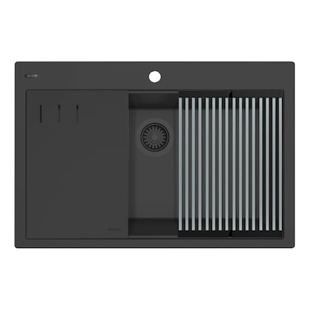 Ruvati 33-inch Granite Composite Workstation Matte Black Drop-in Topmount Kitchen Sink RVG1306BK